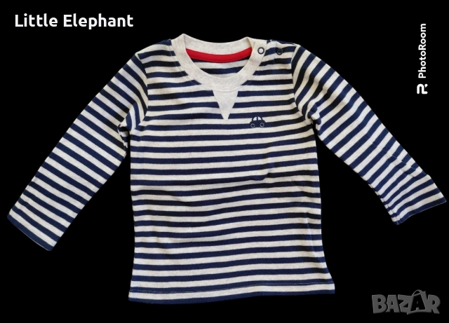 Блузка с дълъг ръкав за 12-18 мес момченце тъмно синьо райе"Tiny little car",Англия/нова
