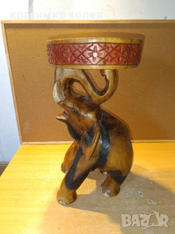 ръчно изработен дървен слон-столче