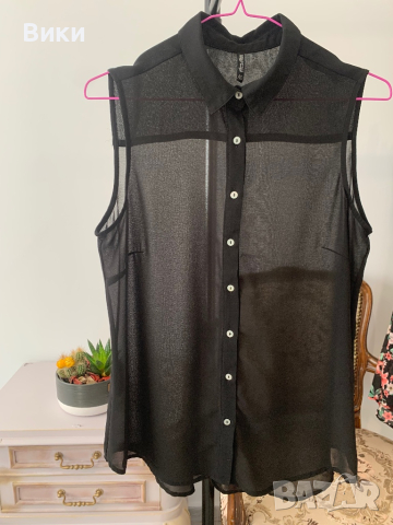 Дамска риза в черно размер М, снимка 6 - Ризи - 44687418