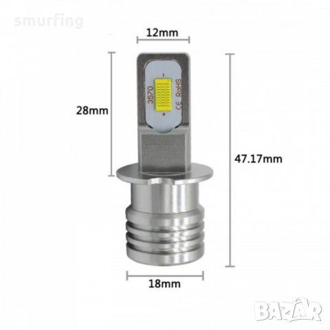 LED крушки за халоген H3 мини, снимка 3 - Аксесоари и консумативи - 34667062