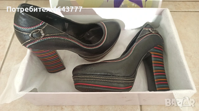 Платформени Обувки с Дебели Токове - Mat Star - 39', снимка 2 - Дамски обувки на ток - 53111986