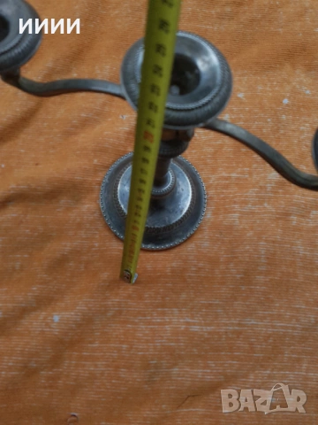 Посребрен свещник тройка, снимка 3 - Антикварни и старинни предмети - 53204835