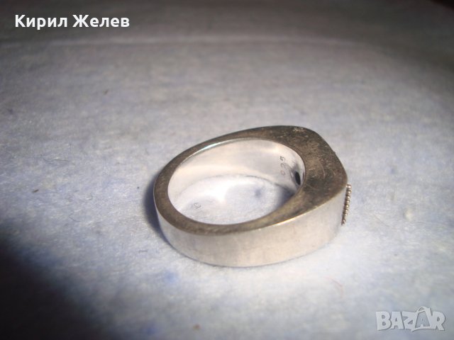 СТАР СРЕБЪРЕН АРТ ДЕКО ПРЪСТЕН ОКСИДИРАНО СРЕБРО 925 РЯДКА РЪЧНА МАЙСТОРСКА УНИКАЛНА ИЗРАБОТКА 25995, снимка 15 - Пръстени - 35975675