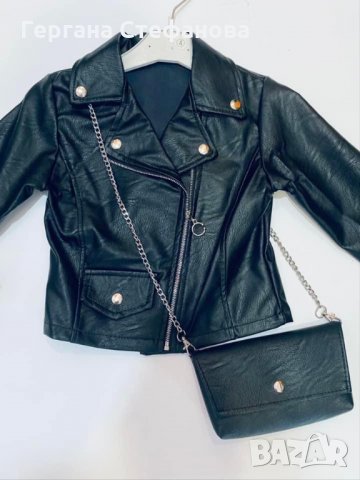 Кожено яке с кожена чантичка  Размери -4г.6г.8г.12г.14г. Цена -45 лв, снимка 2 - Детски якета и елеци - 35760242