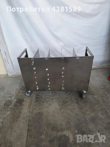 Немска количка за чували за брашно и продукти от неръждаема стомана в много добро състояние, снимка 2 - Други машини и части - 53654892