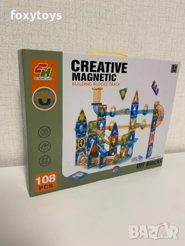Магнитен конструктор Път с топчета - 108 части, снимка 2 - Конструктори - 53564515