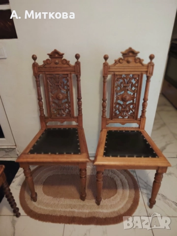 Продавам столове - резбовани в бароков стил, снимка 2 - Столове - 49841228