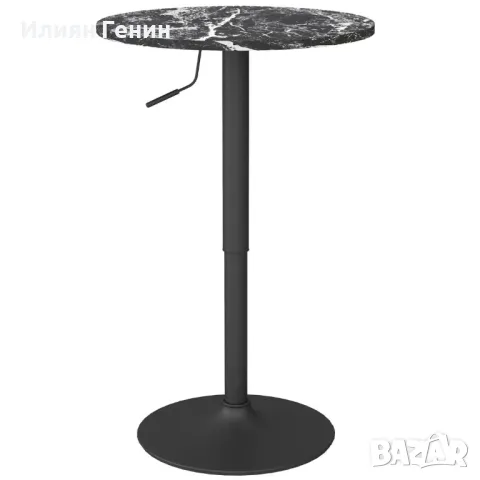 Бар маса HOMCOM за 2 души, регулируема височина, мраморен вид, 60 x 60 x 68-93.5 см, черна , снимка 6 - Маси - 50364623