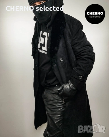 C&A дълго двуредно мъжко кожено палто от естествен велур с кожена яка – размер L , снимка 8 - Якета - 53668334