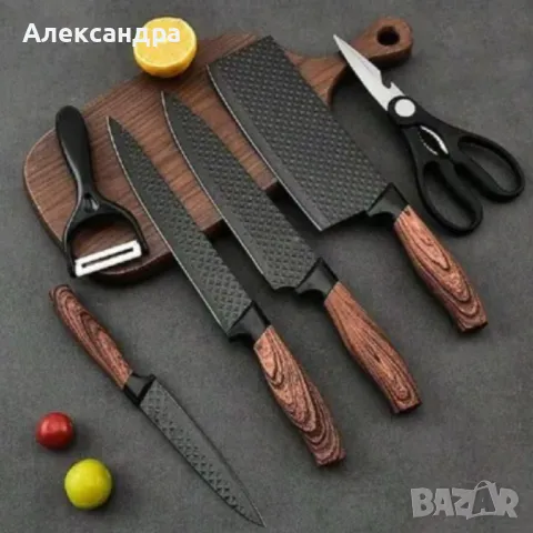 Стилен и практичен кухненски комплект ножове – 6 части, снимка 1