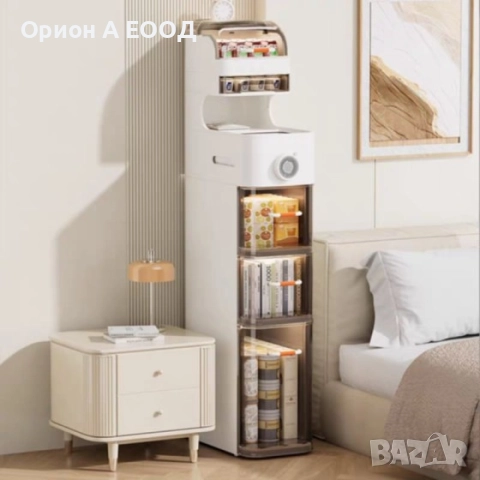 Мултифункционален Шкаф на Колелца Водоустойчив от Поликарбон с Вграден Аромантизатор и LED светлина, снимка 6 - Шкафове - 52053612