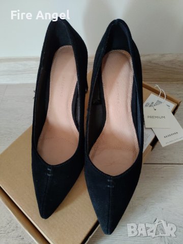 Reserved Premium - черни велурени обувки 37, снимка 5 - Дамски елегантни обувки - 40849974