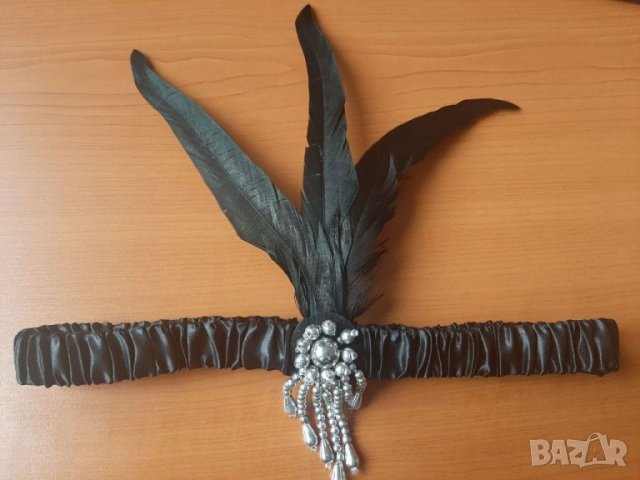 Диадема с пера и висулка стил Гетсби, снимка 3 - Аксесоари за коса - 37316272