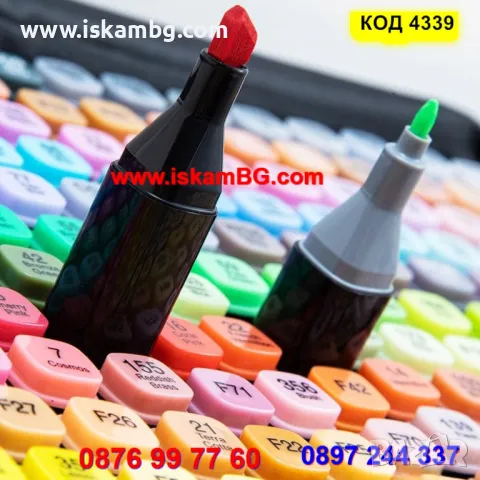 80 броя комплект алкохолни маркери за рисуване двустранни, флумастери - КОД 4339, снимка 5 - Рисуване и оцветяване - 48032240