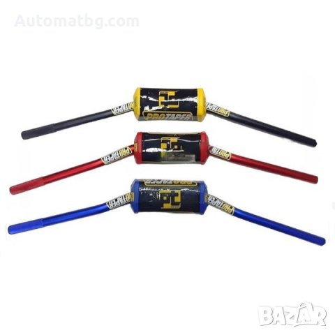 Комплект мото кормило Automat, С ръкохватки и протектор, Черен, Син, Червен, снимка 5 - Аксесоари и консумативи - 42613441