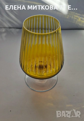 Голяма чаша/ваза/свещник/бонбониера от двуцветен кристал