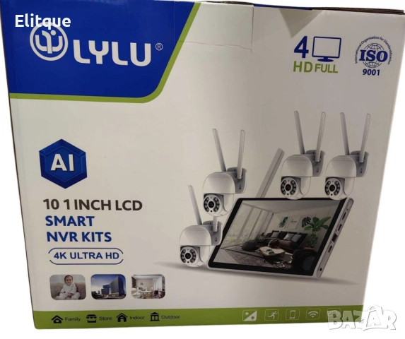 Безжичен WiFi комплект с 4 камери 4К Ultra HD+DVR за видеонаблюдение, снимка 2 - Други - 52853724
