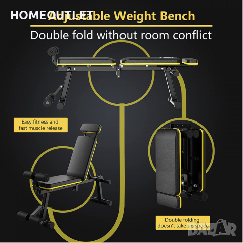 Регулируема напълно сгъваема фитнес лежанка M002, снимка 3 - Фитнес уреди - 36338670