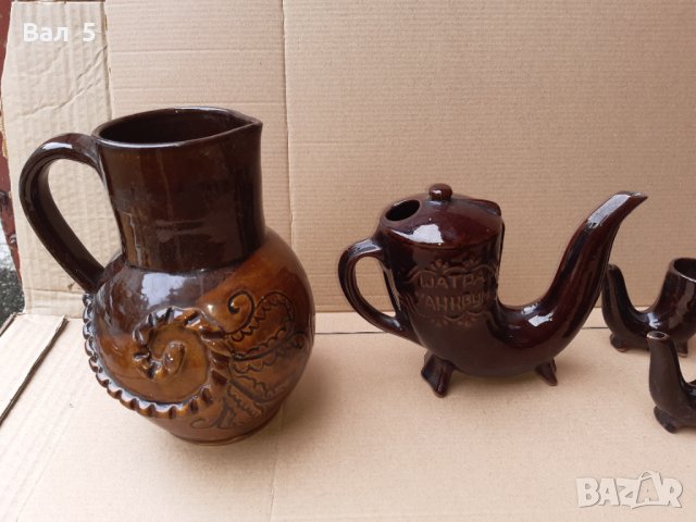 Стар керамичен сервиз за ракия и кана , керамика, снимка 7 - Антикварни и старинни предмети - 42640547