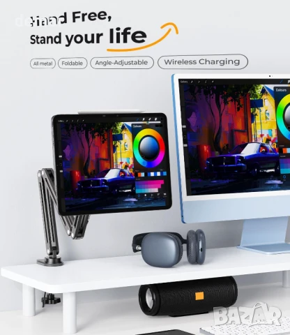 Магнитна безжична зарядна стойка KU XIU за iPad Pro 11" M4 (2024), снимка 7 - Таблети - 51336240
