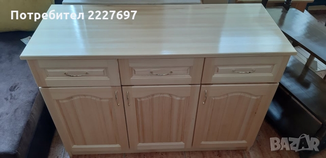 Скрин 120см. с 3 чекмеджета и 3 врати-масив, снимка 1