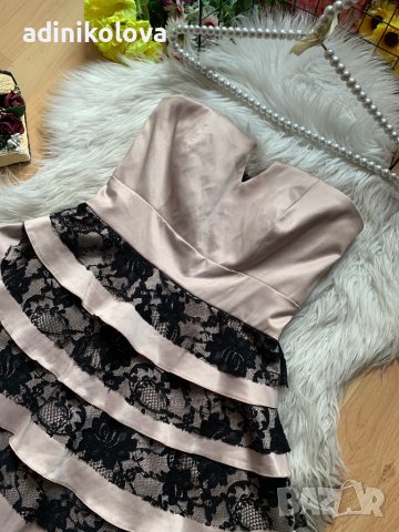 Сатенена рокля с дантела, снимка 2 - Рокли - 41935042