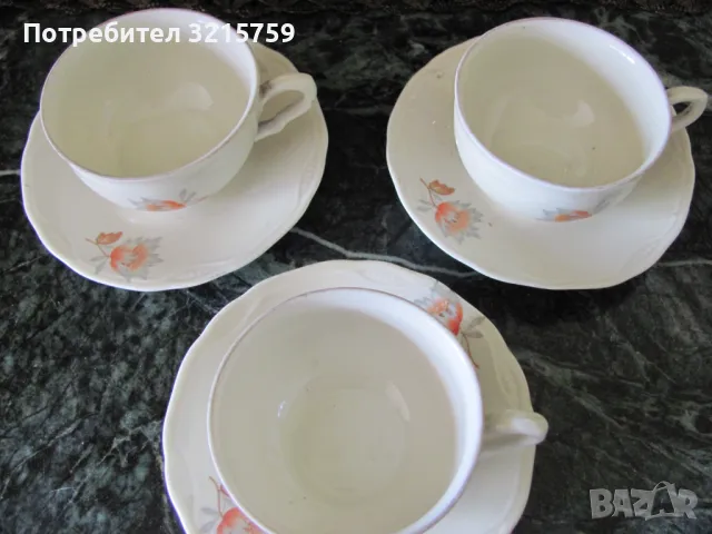Порцеланови чашки за кафе -3 броя, маркирани, снимка 2 - Сервизи - 50419180