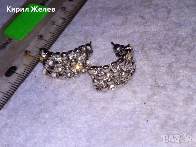 ШИКОЗНИ ВИНТИДЖ - АРТ АЖУРНИ ОБЕЦИ от НЕРЪЖДАЕМА СТОМАНА с ИСКРЯЩИ КРИСТАЛИ и БЯЛА ПОЗЛАТА 38481, снимка 2 - Обеци - 41483907