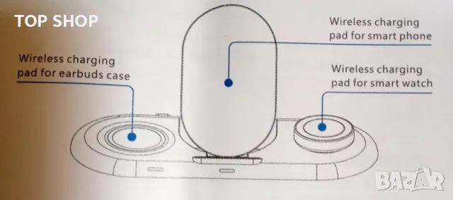 Безжична зарядна станция 3 в 1 универсална FD07, снимка 2 - Безжични зарядни - 48780749