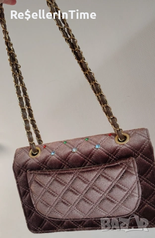 Нова чанта с кристали, в кафяво, плюс подарък гривна, снимка 6 - Чанти - 53383104