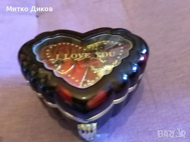 Музикална кутия сърце отлична работи 14х7см отлична винтидж от соца, снимка 3 - Антикварни и старинни предмети - 49599611