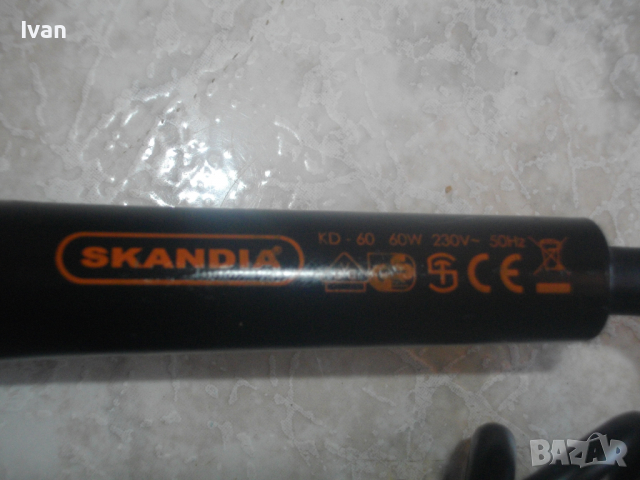 SKANDIA KD60-Оригинален Шведски 60 Ватов-Професионален Електрически Поялник-Бързозагряващ-ОТЛИЧЕН, снимка 4 - Други инструменти - 36171552