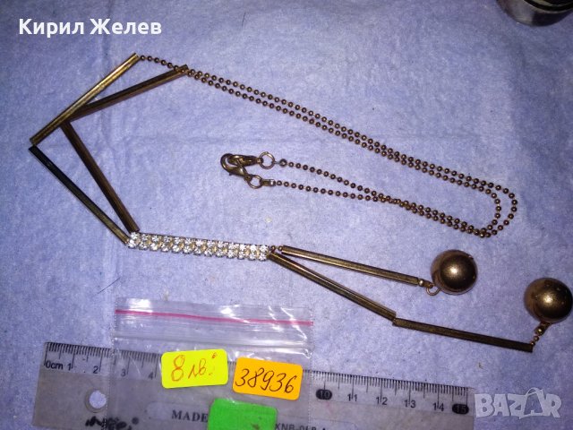 ЕЛЕГАНТНА ЗЛАТИСТА ВИНТИДЖ ОГЪРЛИЦА КОЛИЕ с ИСКРЯЩИ ФАСЕТИРАНИ КРИСТАЛИ 38936, снимка 3 - Колиета, медальони, синджири - 41866100
