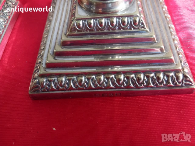 Стари Английски Дебело Посребрени СВЕЩНИЦИ. Маркирани!, снимка 3 - Антикварни и старинни предмети - 51125197