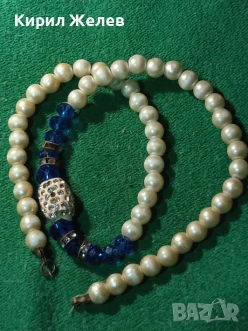 СТАРО ЕЛЕГАНТНО ПЕРЛЕНО ВИНТИДЖ АРТ КОЛИЕ с ИСКРЯЩИ ФАСЕТИРАНИ КРИСТАЛИ и НУЖДА от ЗАКОПЧАЛКА 47315, снимка 11 - Колиета, медальони, синджири - 47282814