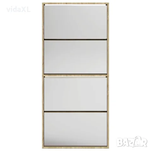 vidaXL Шкаф за обувки 4 нива с огледала, дъб, 63x17x134 cм, снимка 4 - Шкафове - 56146408