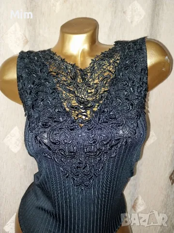 S/M Черно боди с богата рязана бродерия , снимка 3 - Корсети, бюстиета, топове - 47401329