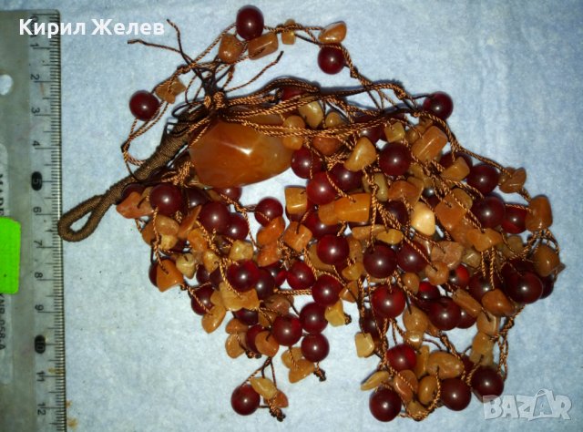 ВЕЛИКОЛЕПНА СКЪПОЦЕННА РЕТРО АРТ ХЕНД МЕЙД ОГЪРЛИЦА от НАТУРАЛЕН КАРНЕОЛ и КЕХЛИБАР 39224, снимка 12 - Колиета, медальони, синджири - 42091206