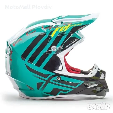 Шок цена!!! fly racing f2 zoom teal black white каска крос мотор мото, снимка 12 - Аксесоари и консумативи - 49209897