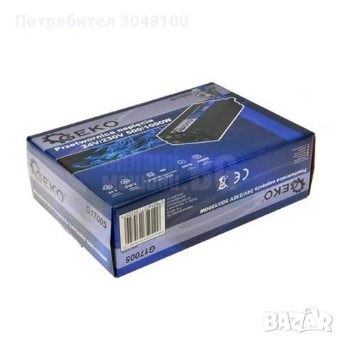 Инверторен преобразувател за напрежение GEKO G17005/ 24V / 230V, 500 / 1000W