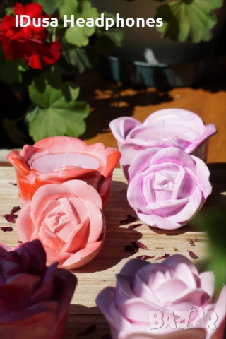 Ръчно изработени соеви свещи в керамична роза, снимка 2 - Декорация за дома - 51756413