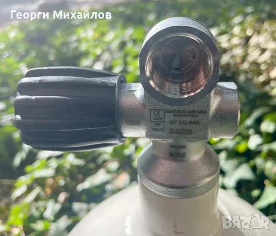 Водолазна битилка 12l на 232bar, с нов кран, снимка 3 - Водни спортове - 55877511