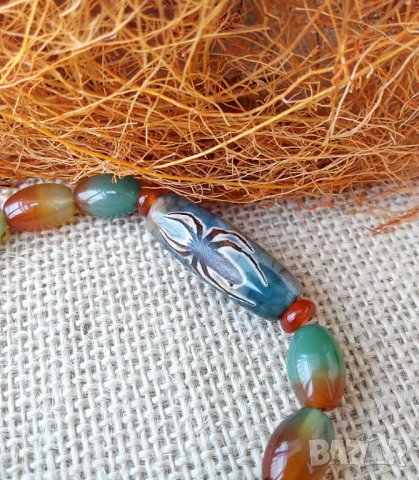 Гривни с мъниста Дзи и Паунов ахат, снимка 10 - Гривни - 40530158