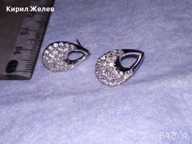ПРЕКРАСНИ СКЪПОЦЕННИ СРЕБЪРНИ НЕЖНИ АРТ ОБЕЦИ РОДИРАНО СРЕБРО 925 с ФАСЕТИРАНИ ЦИРКОНИ 38756, снимка 7 - Обеци - 41730328