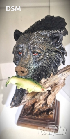 Нова Статуетка Мечка Глава Фигура Декорация 2 Варианта, снимка 3 - Статуетки - 47027135