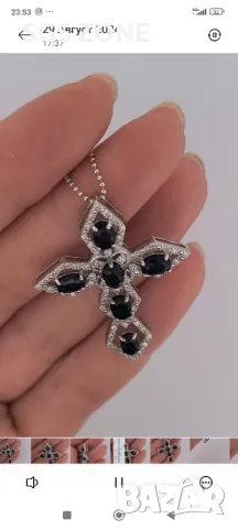 Кръст с Рубини и Сапфири, снимка 6 - Колиета, медальони, синджири - 49575628