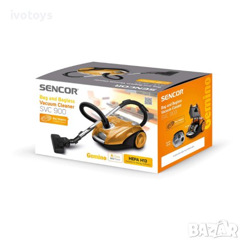 Прахосмукачка с/без торба SENCOR SVC 900-EUE3, 900W ECO мотор, 80 dB, Оранжев/Черен, снимка 5 - Прахосмукачки - 41882436