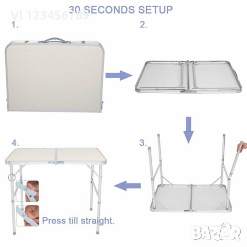 Сгъваема маса за къмпинг с 4 стола, снимка 7 - Къмпинг мебели - 41513653