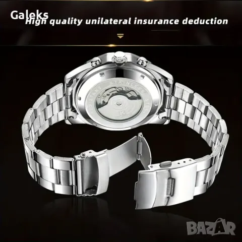 Мъжки Елегантен, Механичен, Автоматичен часовник *GLENAW*  Сиво/сребрист металик!, снимка 10 - Мъжки - 49416401