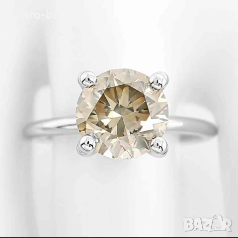 Златен пръстен с диамант 2.16 CT Fancy Color, снимка 2 - Пръстени - 50959073